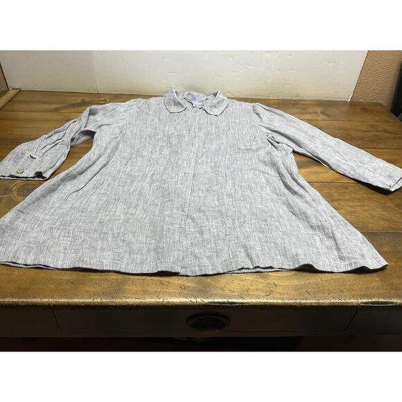 Yuvita Linen Gray Button Up Top Ladies Size Medium Tunic Lagenlook - Picture 6 of 13